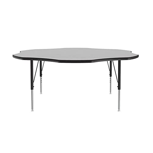 Correll 60" Flower Melamine Classroom Activity Table, Gray Granite/Black