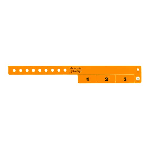 500 WristCo Neon Orange 3 Tab Vinyl Cash Tag Wristbands for Events