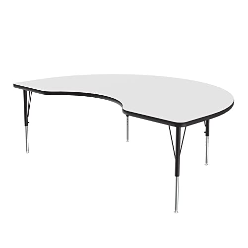 Correll 48" x 72" Kidney HPL Classroom School Activity Table, White/Black