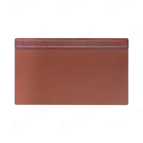 Dacasso 34" x 20" Mocha Leather Desk Pad with Top Rail - Executive Desk Surface Protector - Luxury Leather Blotter for Writing