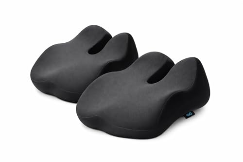 Everlasting Comfort Elevate Series Doctor Recommended Memory Foam Seat Cushion for Office Chairs & Car - Ergonomic Desk Accessories - Cushions for Tailbone Pain Relief (Charcoal Black, 2 Pack)