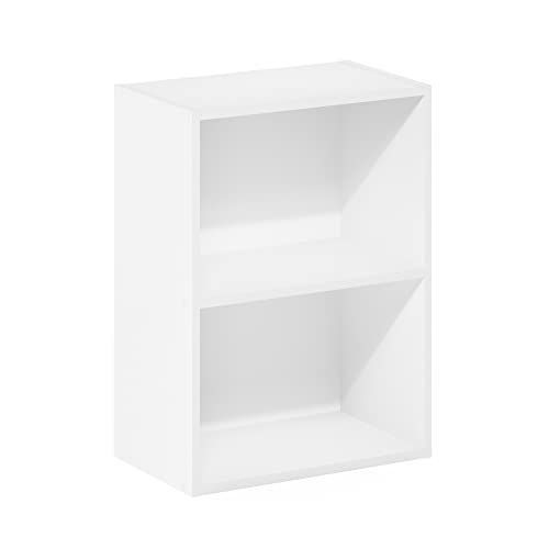 Furinno LUDER 2-Tier Book Shelf, Open Shelves Bookshelf, White