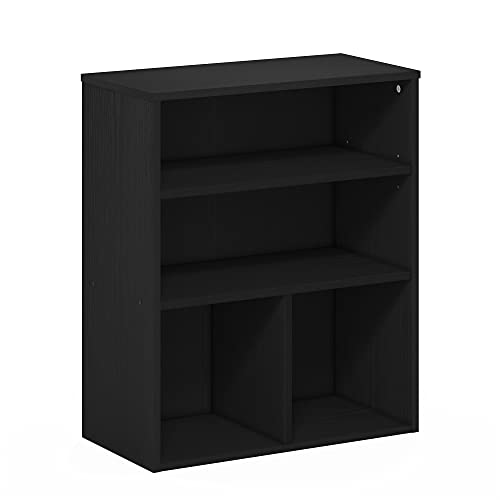 Furinno PASIR Book Shelf, 3-Tier Display Bookshelf with Adjustable Shelf, Cube Storage Bookcase, 11.8 x 23.6 x 28.2, for Living Room, Bedroom, Home Office, Black Oak