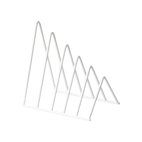 File Rack File Folder Sorter Non Skid Desk Triangle Bookshelf Bookend Organizer for Recipe Office Letter Trays(White)