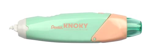 Pentel XZTT805K-WY Knoky Correction Tape with Push Mechanism, Ergonomic Shape, Refillable, Length 6 m, Width 5 mm, Casing Colour Light Green, 1 Pack = 12 Blister Cards