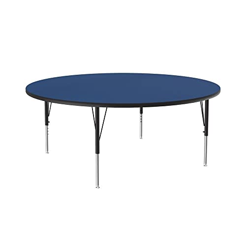 Correll 60" Round HPL Classroom Adjustable Activity Table, Blue/Black
