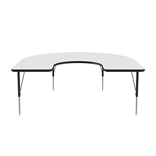 Correll 60" x 66" Horseshoe Dry Erase Activity Table, Markerboard/Black