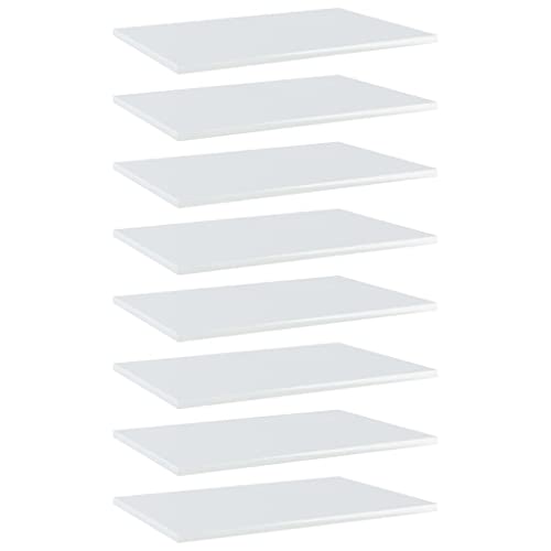 LPERTGFHU 8 pcs Bookshelf Boards, 23.6 x 15.7 Inch Engineered Wood Shelving Panels for Wall Storage, High Gloss White Replacement Shelf Set