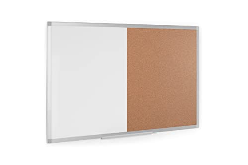 Boardsplus Magnetic Combination Board, 60 x 45 cm, Cork and Lacquered Steel Surface, Aluminium Frame