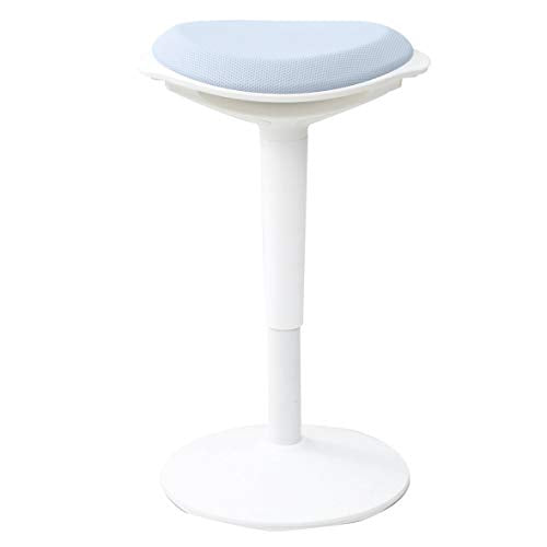 Yamazen HPSC-55 (LGY/WH) Elevating Chair (Supports Standing Desks), Gas Pressure Boost Type, Round Construction (Easy to Sit in Standing Position), Office Chair, Computer Chair, Easy Assembly, White,