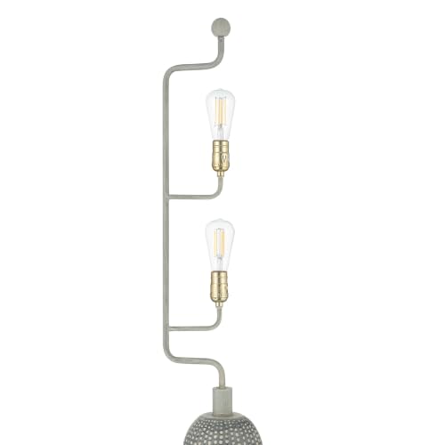 Regency Hill Leisa 65 1/2" High Hammered Gray 2-Light Modern Floor Lamp