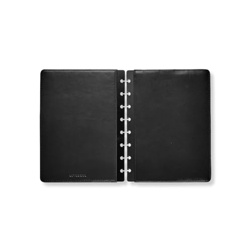 Levenger Circa™ Leather Foldover Cover – Full Grain Smooth Leather, Discbound Notebook Cover with Pen Loop, Junior Size