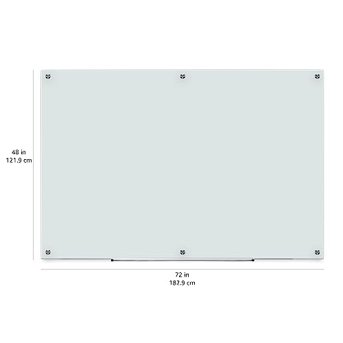 Amazon Basics Glass Dry-Erase Board, Magnetic Frameless Whiteboard, Easy to Install, 72" x 48", White