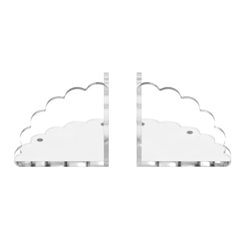 GRAHAM DESIGN Scalloped Acrylic Bookends (Clear) – Set of 2 Decorative Non-Slip Book Holders | Modern Minimalist Bookends for Shelves, Office, and Home Décor – Durable Transparent Book Supports