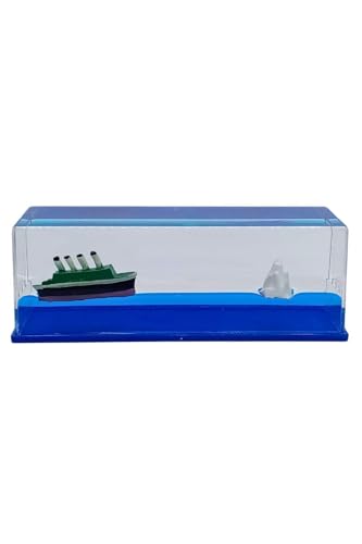 SODEF Titanic Unsinkable Ship in a Bottle Paperweight with Iceberg Glass Decorative Ornament 6 in Novelty Gift - Multicolor