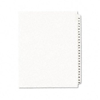 Avery White Legal Index Dividers INDEX,LTR,1/25#-76-100WHT (Pack of30)