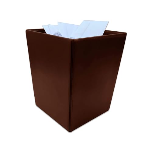 Dacasso Bonded Leather Waste Basket - Luxury Waste Basket (Dark Brown, 14 QT)