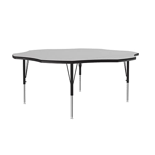 Correll 60" Flower Melamine Classroom Activity Table, Gray Granite/Black