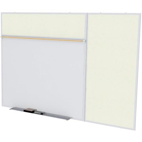 Ghent Style B 4 x 10 Feet Combination Board, Porcelain Magnetic Whiteboard and Vinyl Fabric Bulletin Board, Ivory , Made in the USA