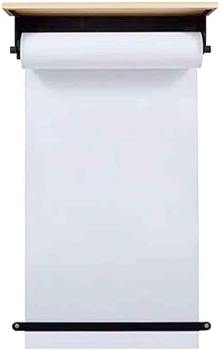 LNNW Kraft Paper Dispenser Paper Roll Dispenser and Cutter, Wall Hung Butcher Paper Dispenser, for Home/Office/Cafe/School Decorative Message Boards for Wall(White Paper,40cm/15.7in Wide)