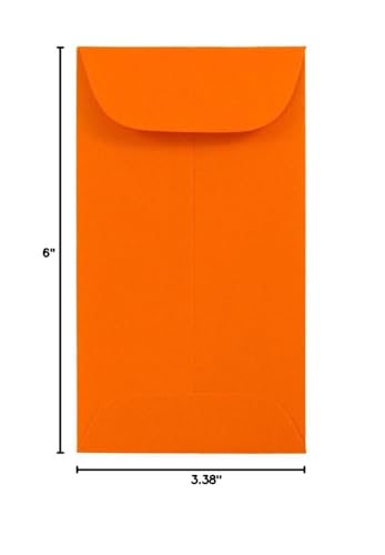 JAM PAPER #6 Coin Business Colored Envelopes - 3 3/8 x 6 - Orange Recycled - Bulk 250/Box