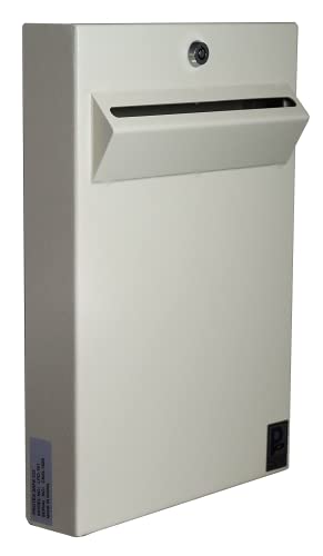 Protex Wall Mount Drop Box (LPD-161), for ballots, cash, checks, large size envelopes and other large documents, Piano hinge, Pre-drilled mounting holes off-white