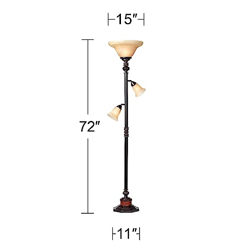 Regency Hill Sonnett 72" Tall 3-Light Torchiere Floor Lamp Living Room