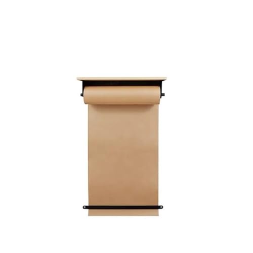 Bulletin Board Paper with Storage Shelf, Display Holder with Roller, Wall Mounted Note Paper Dispenser for Restaurant, Cafe(Brown,Medium)
