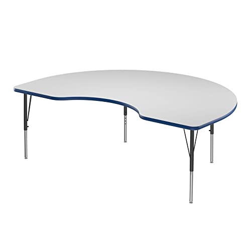 Correll 48" x 72" Kidney Dry Erase School Activity Table, Markerboard/Blue
