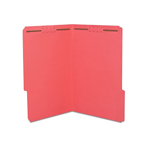 Staples Reinforced Tab Fastener Folder, Legal, Red Pressboard, 50/Bx