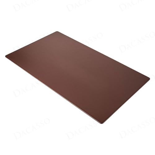 Dacasso 34” x 20” Luxury Brown Leatherette Desk Mat w/Out Side Rails - Executive Desk Surface Protector - Faux Leather Desk Pad Blotter for Writing
