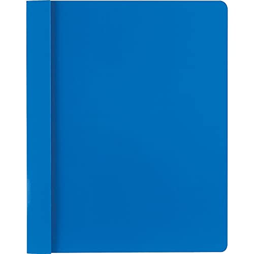 Vinyl Report Cover, Tang Clip, Letter, 1/2" Capacity, Clear/Blue, 25 per Box