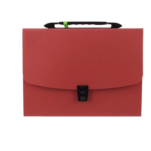 Filing Folder Portable 13 Pockets A4 Size Expanding Folder Paper Document Storage Bag Office Student School Office Supplies(Red)