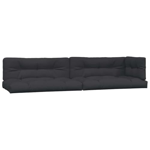 fsahslih 5-Piece Pallet Cushions for Outdoor Patio Furniture, Black Fabric Sofa Pads for Wood Pallet Seating, Thick Sectional Seat and Back Cushion Set for Garden Couch
