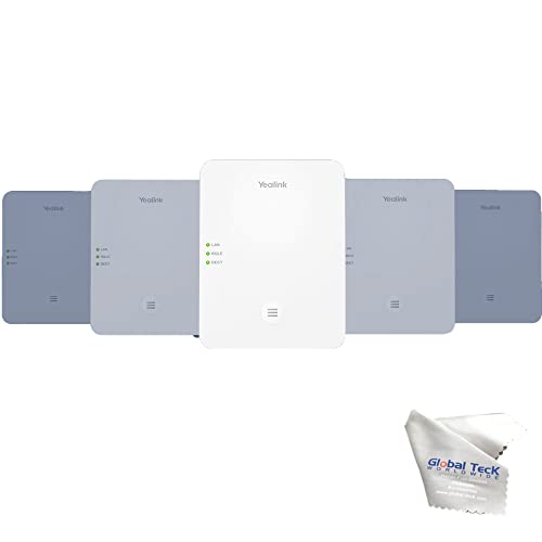 Yealink W80B DECT Bundle IP Multi-Cell System Base for W53H, W56H, W59R, W73H, Deskstop Phone w/DD10K Adapter, CP930W with Global Teck Microfiber Cloth