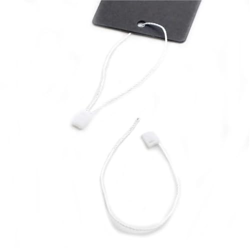 Hang Tag String 3000 PCS Plastic Tag 20cm Black White Hang Polyester Rope String Snap Lock Pin Loop Tie Fasteners for Garment Bag Tags Cards(Square Black)
