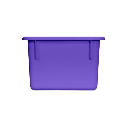 Wood Designs Cubby Storage Bin, Heavy Duty Plastic Containers for Kids Purple Cubby Tray Set of 12