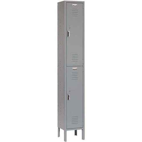 GLOBAL INDUSTRIAL Double Tier Locker, 12x18x36, 2 Door, Ready To Assemble, Gray