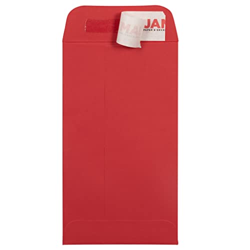 JAM PAPER #5.5 Coin Business Envelopes with Peel and Seal Closure - 3 1/8 x 5 1/2 - Red - 100/Pack