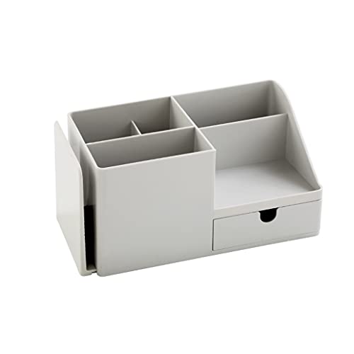EKAYG Creative ABS Desk Office Organizer Storage Pen Holder Desktop Pencil Sundries Stationery Badge Box Office School Supplies (Grey)