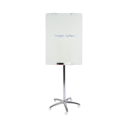 Bi-Office Business Glass Board with Moving Easel and Flip Chart with Wheels