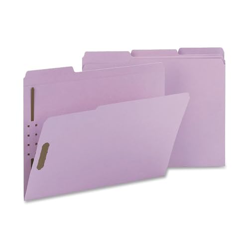 Smead Top Tab Colored 2-Fastener Folders, 1/3-Cut Tabs, Letter Size, Lavender, 50/Box