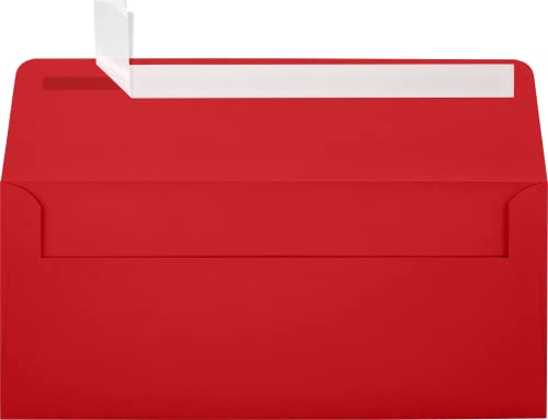 LUXPaper #10 Business Envelopes | Peel & Press | 4 1/8" x 9 1/2" | Ruby Red | 24lb. Paper Weight | 1,000 Qty