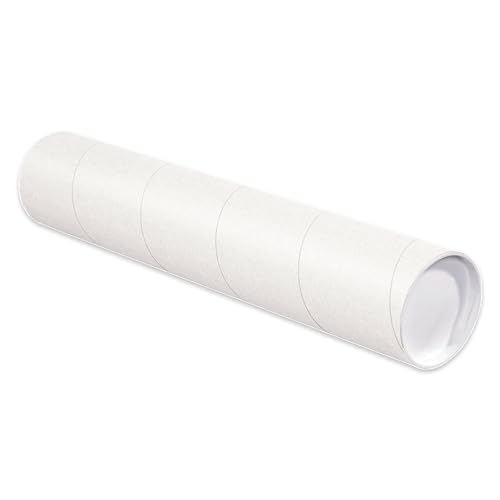 BOX USA Cardboard Tubes with Caps, 15"L x 3"W x 3"H, Pack of 24 | Poster Tube for Mailing and Storage of Blueprints, Artwork, Crafts, Long Art Holder, 15 inches