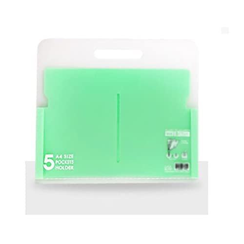Filing Envelopes Candy Color 5 Pocket File Folder Expanding Wallet PP Folder Portable Document Bag Office File Storage Bag Plastic Folders (Color : Green)