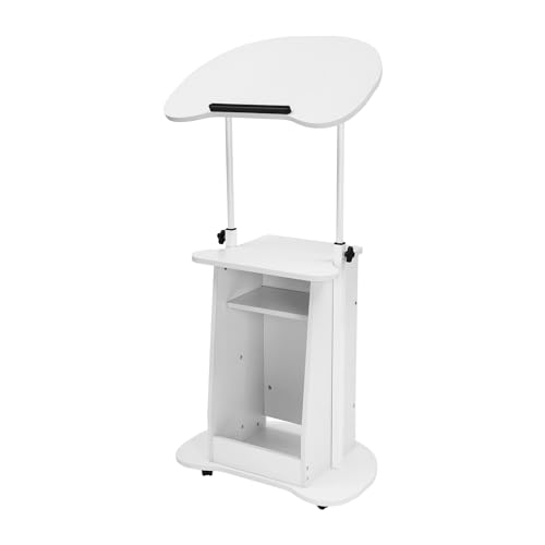 YIYIBYUS Presentation Stand, Mobile Height Adjustable Church Classroom Lecture, Portable Presentation Stand, Standing Laptop Cart for Church School Office Conference,23.62in Height (White)