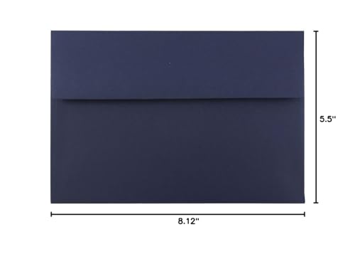 JAM PAPER A8 Premium Invitation Envelopes - 5 1/2 x 8 1/8 - Navy Blue - Bulk 500/Box