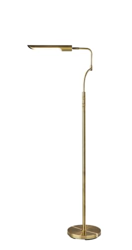 Adesso Antique Brass LED Floor Lamp with Touch Switch
