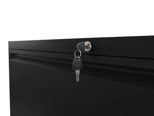 leoglint Lateral File Cabinet 2 Drawer, Black Filing Cabinet with Lock, Lockable File Cabinet for Home Office, Locking Metal File Cabinet for Legal/Letter/A4/F4 Size