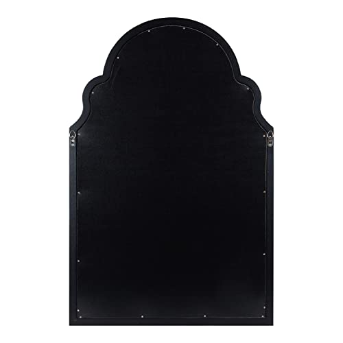 Kate and Laurel Hogan Farmhouse Framed Arch Fabric Pinboard; 24 x 36; Black; Decorative Bulletin Board with Moroccan Arch and Linen Fabric Pinning Surface for Wall